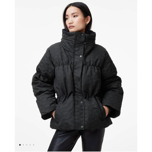 ALLSAINTS Peckham Geometric Jacquard women’s Puffer Jacket size 12 New no tags - Picture 1 of 10